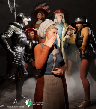 Das Computerspiel für die Ausstellung mit vielen historischen Figuren macht Würzburgs Geschichte lebendig.